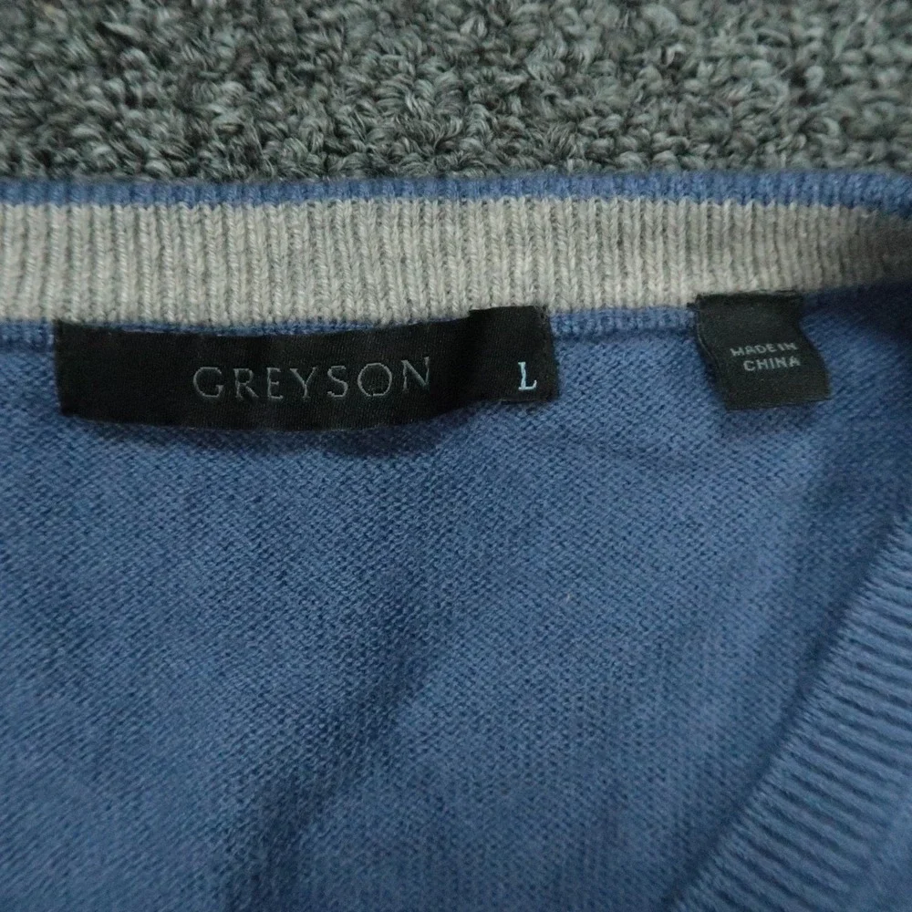 Greyson Sweater Mens Large Blue Cheyenne V Neck Merino Wool Long Sleeve Pullover